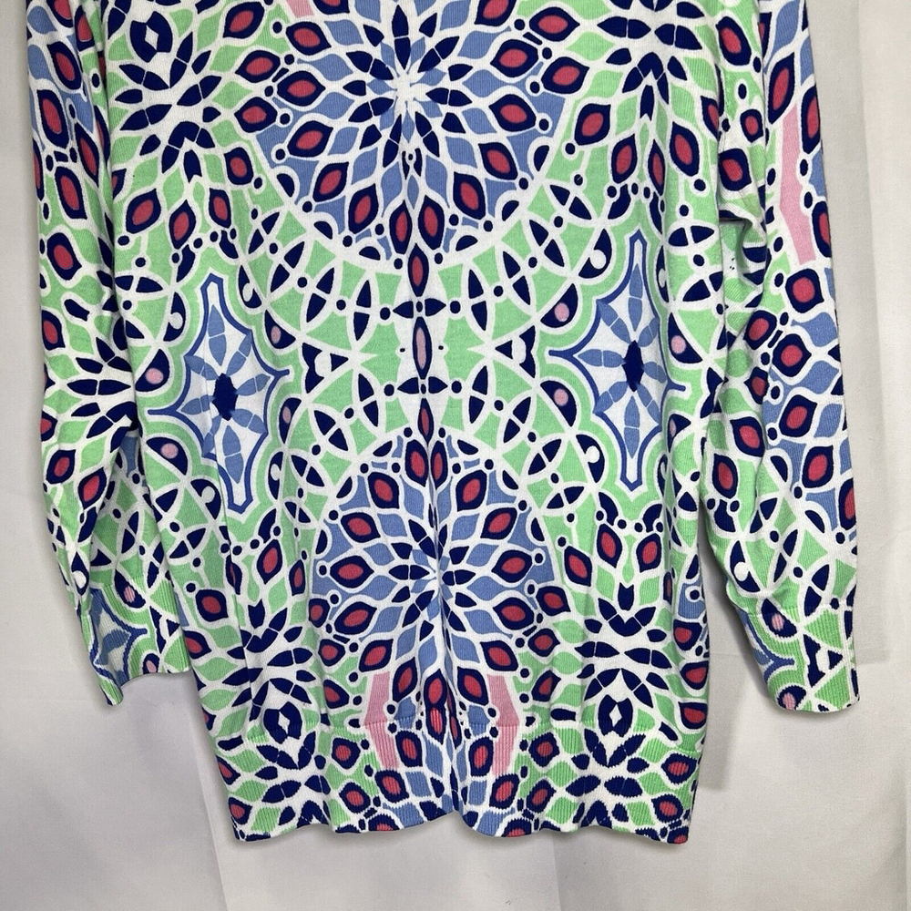 Talbots Womens Cardigan M Multicolor Button Sweater 3/4 Sleeve Artsy Office - Picture 6 of 10